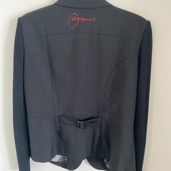 DESIGUAL WOMEN'S BLAZER SINGLE BREASTED EMBROIDERY ON ONE LAPEL ONE BUTTON SZ 44 - Picture 2 of 9